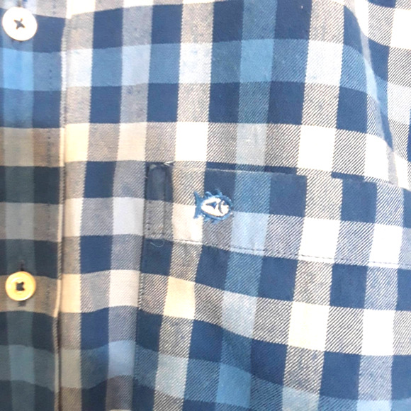 Southern Tide Men Sz S Blue Logo Plaid Classic Fit 100% Cotton Button Down Shirt - Picture 3 of 8